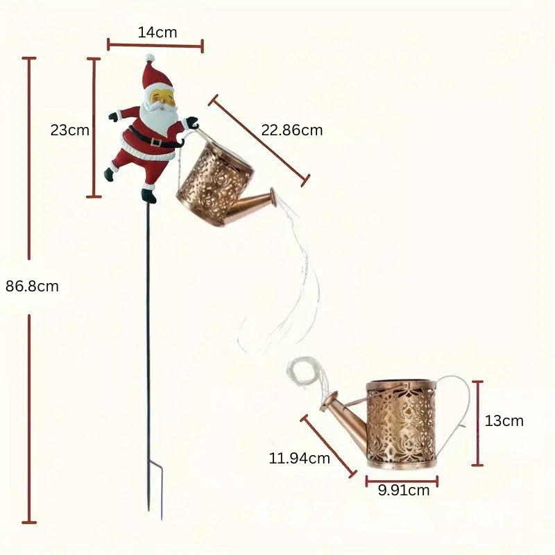 Solar Gartenlampe Weihnachtsmann-Gießkanne mit LED für stimmungsvolle Beleuchtung im Garten
