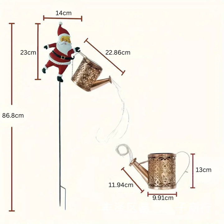 Solar Gartenlampe Weihnachtsmann-Gießkanne mit LED für stimmungsvolle Beleuchtung im Garten