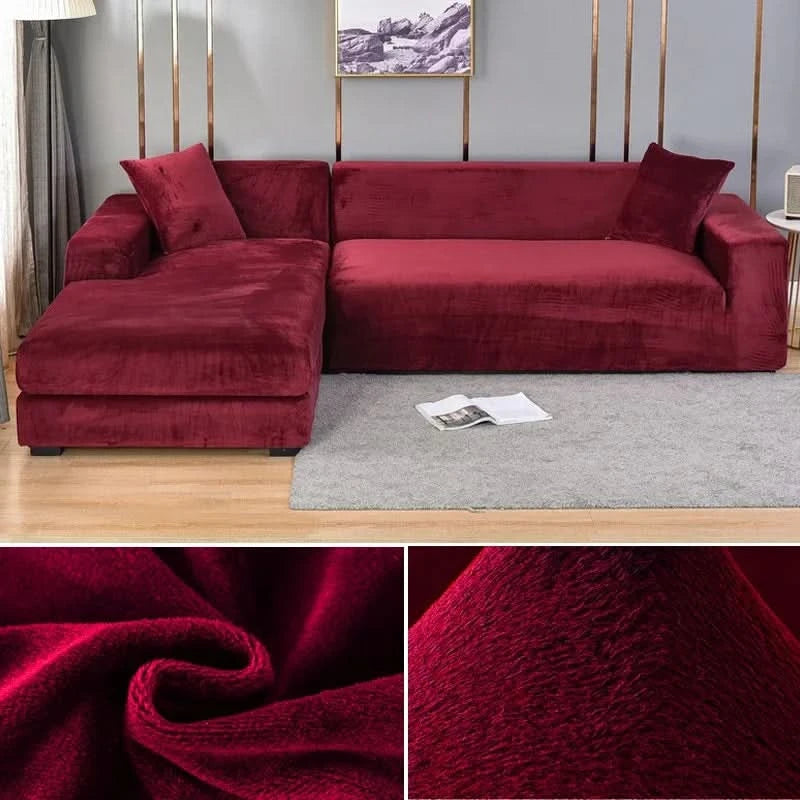 Stretch Velvet Sofa Cover for L-Shaped and Standard Sofas – Elegant Slipcover Couch Protection in Multiple Colors 13