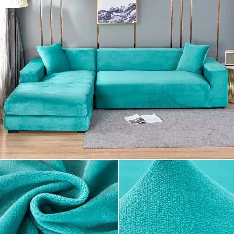 Stretch Velvet Sofa Cover for L-Shaped and Standard Sofas – Elegant Slipcover Couch Protection in Multiple Colors 14