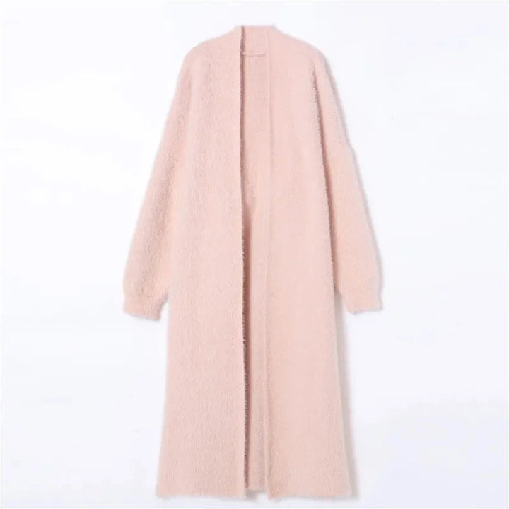 Damen Lange Strickjacke mit Offener Vorderseite und Langen Ärmeln