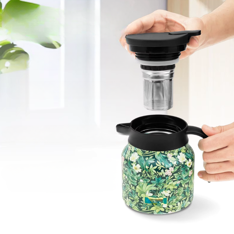 Teekanne Mit Sieb – Glas Teekanne, Doppelte Isolierung, Hygienisches Design, V-förmiger Ausgießer