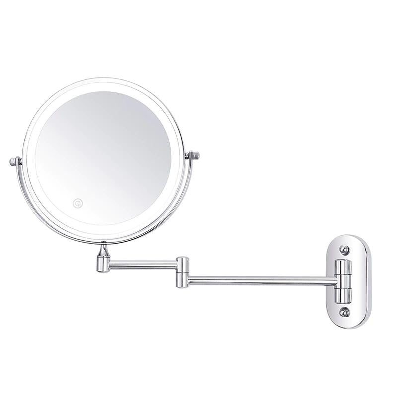Wiederaufladbarer LED Schminkspiegel mit Vergrößerung und Chrom-Finish – 20 cm Durchmesser, berührungsgesteuertes Licht 6