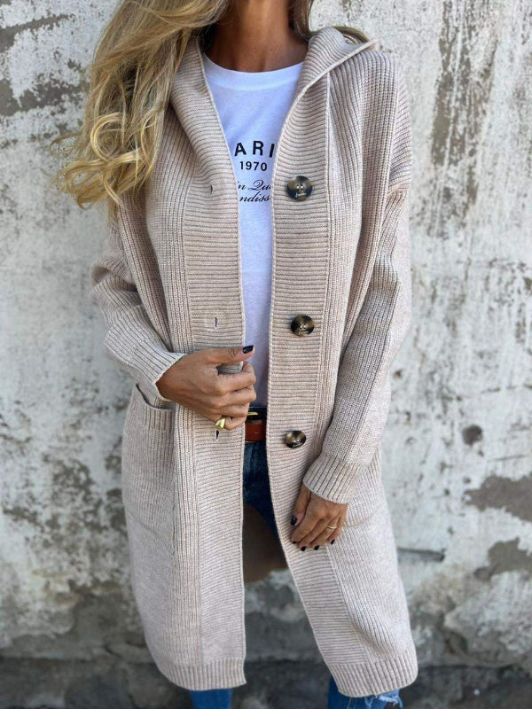 Lange Damen Strickjacke mit Knöpfen
