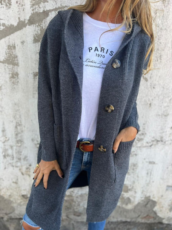 Lange Damen Strickjacke mit Knöpfen