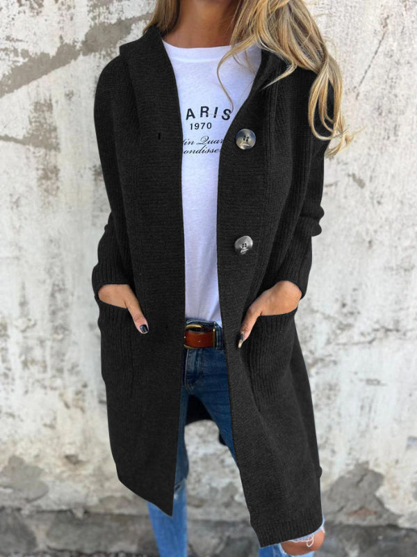 Lange Damen Strickjacke mit Knöpfen