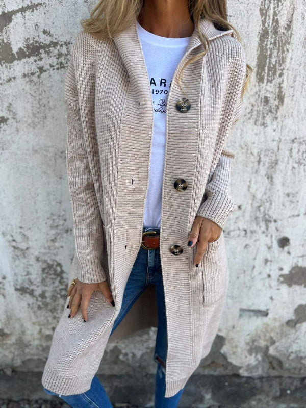 Lange Damen Strickjacke mit Knöpfen