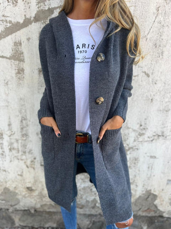 Lange Damen Strickjacke mit Knöpfen