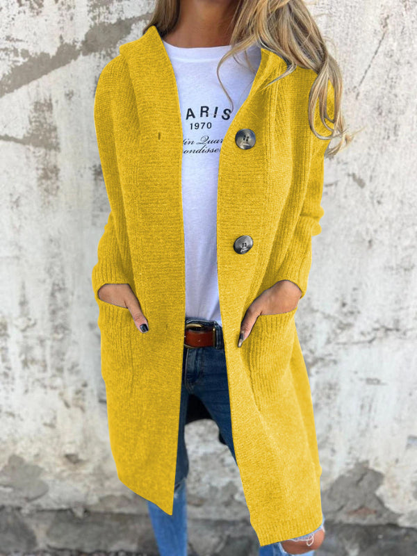 Lange Damen Strickjacke mit Knöpfen