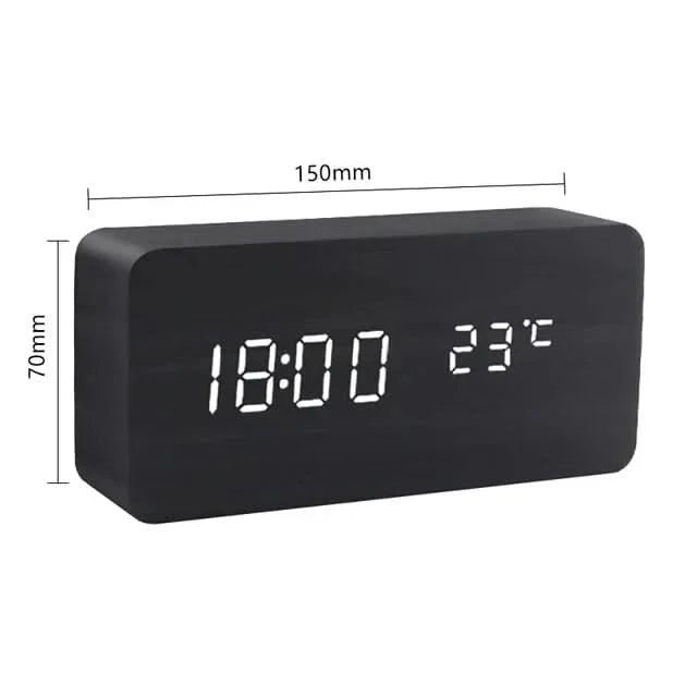 Wood Effect Digital Alarm Clock with Customizable Alarms and Temperature Display 5