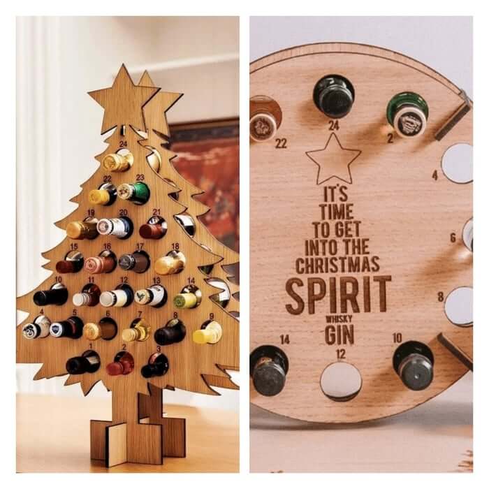 Wooden Beer Advent Calendar – Customizable Christmas Countdown Tree for Men, Eco-Friendly Birch Wood Design 2