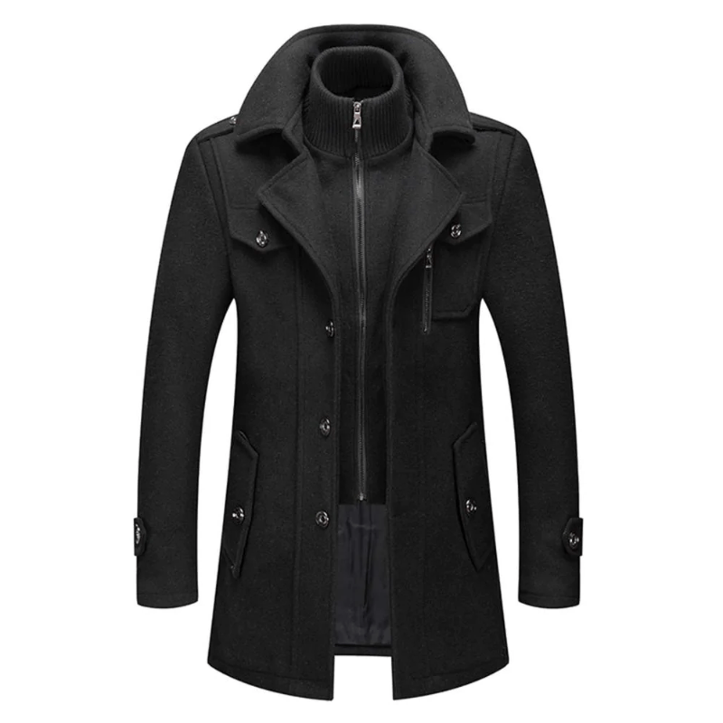Zweiteilige Herren Winterjacke mit Isolierender Innenjacke – Wasserabweisend, Stilvoll und Warm in Schwarz und Blau 0
