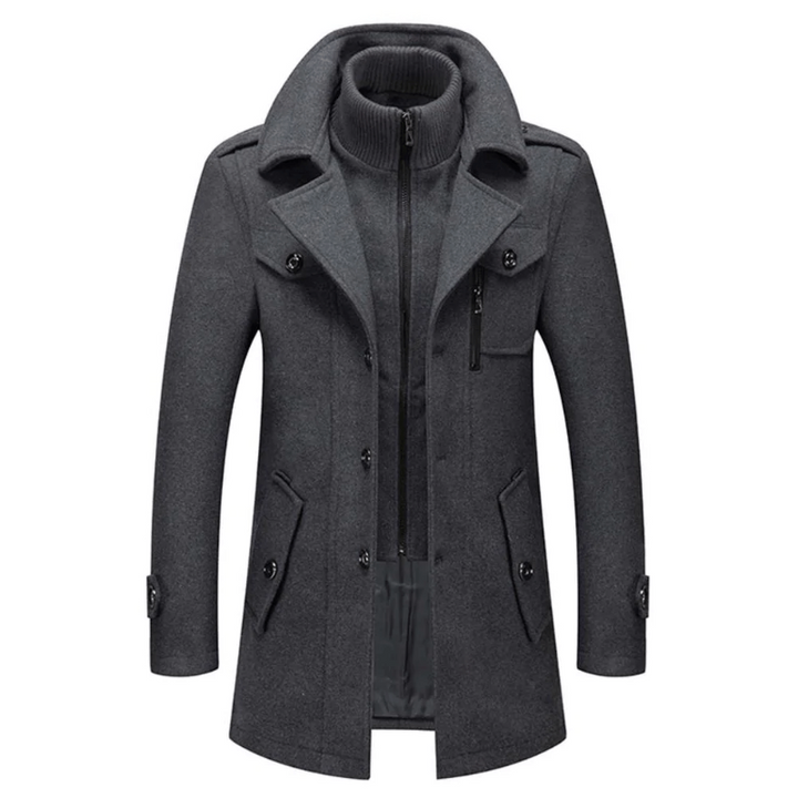 Zweiteilige Herren Winterjacke mit Isolierender Innenjacke – Wasserabweisend, Stilvoll und Warm in Schwarz und Blau 2