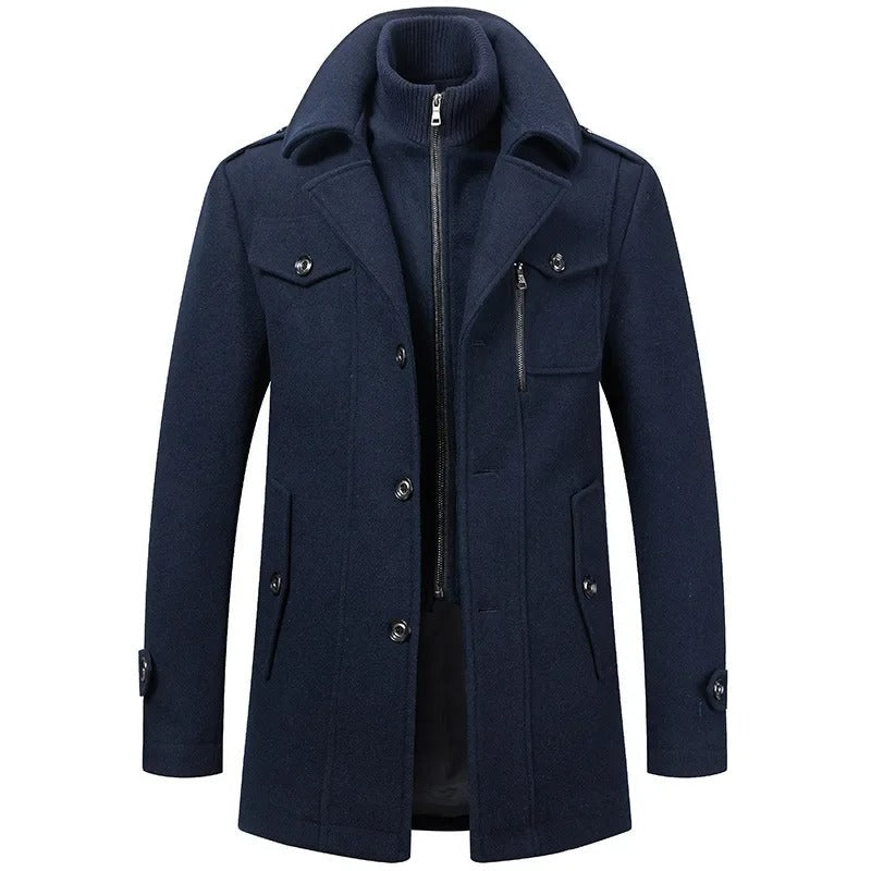 Zweiteilige Herren Winterjacke mit Isolierender Innenjacke – Wasserabweisend, Stilvoll und Warm in Schwarz und Blau 6